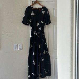 Vince Camuto black/white floral jumpsuit.